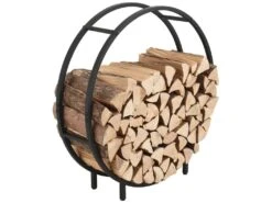 Porte-Bûches Rond Knivsta 82 X 80 X 20 Cm Noir [en.casa]