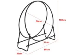 Porte-Bûches Rond Kalix 102 X 95 X 33 Cm Noir [en.casa] -Electroménager Soldes abri de jardin 10067235