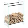 Porte-Bûches Range-Bûches Pour Bois De Chauffage Verre Trempé Acier Laqué 60 X 80 X 35 Cm Transparent Noir [en.casa] -Electroménager Soldes abri de jardin 10067239