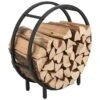 Porte-Bûches Rond Knivsta 62 X 60 X 20 Cm Noir [en.casa] -Electroménager Soldes abri de jardin 10067271