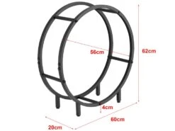Porte-Bûches Rond Knivsta 62 X 60 X 20 Cm Noir [en.casa] -Electroménager Soldes abri de jardin 10067275