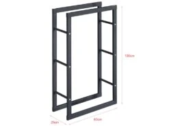 Porte-Bûches Range-Bûches Pour Bois De Chauffage Pour Intérieur Extérieur Acier Laqué 60 X 100 X 25 Cm Gris [en.casa] -Electroménager Soldes abri de jardin 10067283