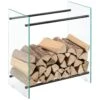 Porte-Bûches Range-Bûches Pour Bois De Chauffage Verre Trempé Acier Laqué 60 X 60 X 35 Cm Transparent Noir [en.casa] -Electroménager Soldes abri de jardin 10067375