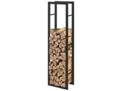 Porte-Bûches Range-Bûches Pour Bois De Chauffage Intérieur Extérieur Acier Laqué 40 X 150 X 25 Cm Noir [en.casa]