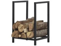 Range-bûches Torsås En Acier 40 X 30 X 50 Cm Noir [en.casa]