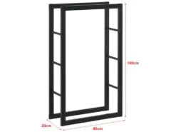 Range-bûches Täby En Acier 60 X 25 X 100 Cm Noir [en.casa] -Electroménager Soldes abri de jardin 9627383