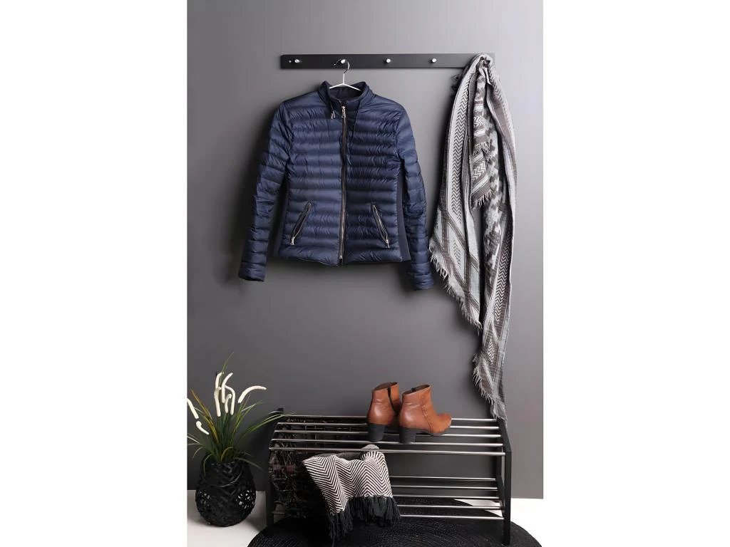 SILANI - Portemanteau 5 Crochets Peuplier Noir Et Acier 4 SILANI - Portemanteau 5 Crochets Peuplier Noir Et Acier – Image 2