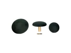 GIZEH - Lots De 3 Patères Rondes Velours Vert Et Aspect Laiton