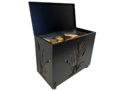 Coffre à Bûches Sur Roulettes Acier Peint Noir H 64cm -Electroménager Soldes accessoire de rangement 11259059