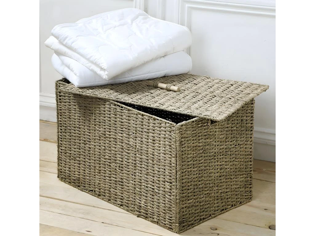 Coffre Pliable En Jonc De Mer Avec Couvercle 4 Coffre Pliable En Jonc De Mer Avec Couvercle – Image 2