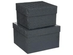 Lot De 2 Boîtes De Rangement En Métal Gris Ardoise