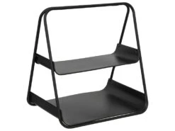 Rangement Robuste Et élégant 2 Tablettes En Métal Noir 40.5 X 42.5 Cm
