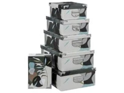 Lot De 6 Boîtes De Rangement Avec Poignées Et Coins En Métal Déco Forest