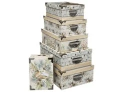 Lot De 6 Boîtes De Rangement Avec Poignées Et Coins En Métal