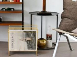 Porte-revues Filaire - L.36 X P. 23 X H.33 Cm - Métal - Doré - POLIARA