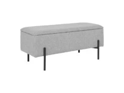 BLAIRE - Banc-Coffre Tissu Gris Clair Pieds Métal