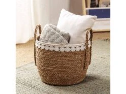 Set De 3 Paniers Yasmina Fibres Naturelles, Blanc/naturel -Electroménager Soldes accessoire de rangement 12447855