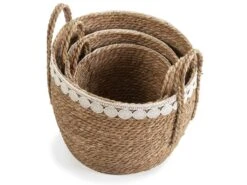Set De 3 Paniers Yasmina Fibres Naturelles, Blanc/naturel -Electroménager Soldes accessoire de rangement 12447857
