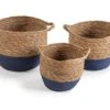 Set De 3 Paniers Anxo Fibre Naturelle, Bleu/naturel -Electroménager Soldes accessoire de rangement 12447863