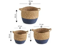 Set De 3 Paniers Anxo Fibre Naturelle, Bleu/naturel -Electroménager Soldes accessoire de rangement 12447869