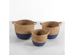 Set De 3 Paniers Anxo Fibre Naturelle, Bleu/naturel -Electroménager Soldes accessoire de rangement 12447873