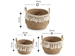 Set De 3 Paniers Jula Fibre Naturelle, Blanc/naturel -Electroménager Soldes accessoire de rangement 12447891