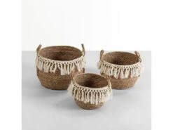 Set De 3 Paniers Jula Fibre Naturelle, Blanc/naturel -Electroménager Soldes accessoire de rangement 12447895