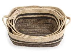 Set De 3 Paniers Luar Fibre Naturelle Et Papier, Marron/beige -Electroménager Soldes accessoire de rangement 12448051