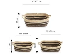 Set De 3 Paniers Luar Fibre Naturelle Et Papier, Marron/beige -Electroménager Soldes accessoire de rangement 12448055