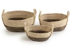 Set De 3 Paniers Xiana Fibre Naturelle, Blanc/marron