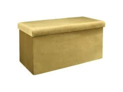 Coffre De Rangement Banc Pliable Velours Côtelé Jaune