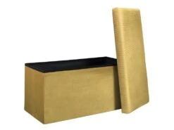 Coffre De Rangement Banc Pliable Velours Côtelé Jaune -Electroménager Soldes accessoire de rangement 12489243