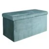Coffre De Rangement Banc Pliable Velours Côtelé Bleu -Electroménager Soldes accessoire de rangement 12489247