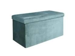 Coffre De Rangement Banc Pliable Velours Côtelé Bleu