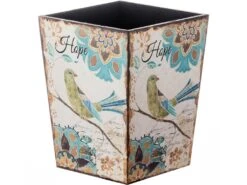 Panier Poubelle De Bureau Gris Jaune Mdf Tissu Retro 26x20x20 -Electroménager Soldes accessoire de rangement 12521471