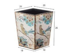 Panier Poubelle De Bureau Gris Jaune Mdf Tissu Retro 26x20x20 -Electroménager Soldes accessoire de rangement 12521473