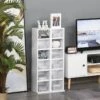 Lot De 2 étagères Colonnes Armoire De Rangement CD 6 + 6 Compartiments Blanc Dim. 21L X 22,5l X 88,5H Cm -Electroménager Soldes accessoire de rangement 12569655