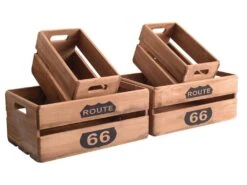 Lot De 4 Caisses Boites Bois Marron Shabby Vintage 15x35x22 -Electroménager Soldes accessoire de rangement 12611009