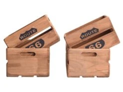 Lot De 4 Caisses Boites Bois Marron Shabby Vintage 15x35x22 -Electroménager Soldes accessoire de rangement 12611015