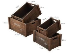 Lot De 4 Boite De Rangement Caisse Bois Gris Vintage 20x41x31 -Electroménager Soldes accessoire de rangement 12611021