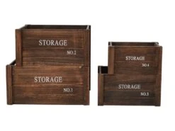 Lot De 4 Boite De Rangement Caisse Bois Gris Vintage 20x41x31 -Electroménager Soldes accessoire de rangement 12611023