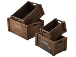 Lot De 4 Boite De Rangement Caisse Bois Gris Vintage 20x41x31 -Electroménager Soldes accessoire de rangement 12611025