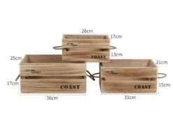 Lot De 3 Boites Caisses Bois Natural Shabby Vintage 17x36x25 -Electroménager Soldes accessoire de rangement 12611031
