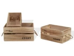 Lot De 3 Boites Caisses Bois Natural Shabby Vintage 17x36x25 -Electroménager Soldes accessoire de rangement 12611033