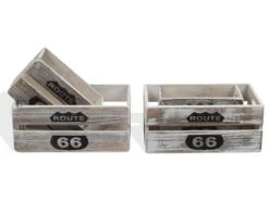 Jeu De 4 Caisses Boites Bois Gris Clair Shabby 20x40x30 -Electroménager Soldes accessoire de rangement 12611043