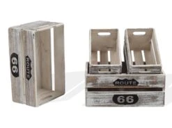 Jeu De 4 Caisses Boites Bois Gris Clair Shabby 20x40x30 -Electroménager Soldes accessoire de rangement 12611045