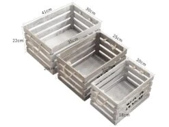 Lot 3 Boite Rangement Fruit Bois Blanc Noir Shabby 22x41x30 -Electroménager Soldes accessoire de rangement 12611265