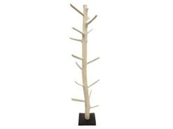 Porte-manteau Arbre En Bois De Teck 200 Cm Socle En Bois Noir - EOLE