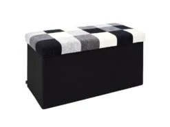 Coffre De Rangement Banc Pliable Patchwork Gris