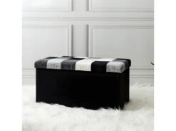 Coffre De Rangement Banc Pliable Patchwork Gris -Electroménager Soldes accessoire de rangement 12797781